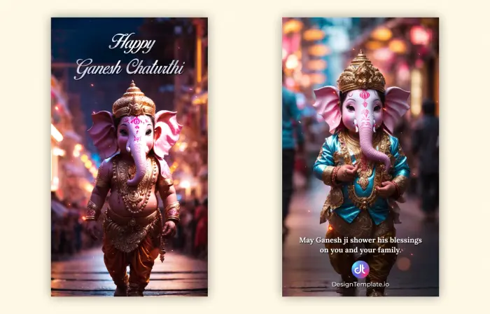 Lord Ganesha 3D Happy Chaturthi Greetings Instagram Story